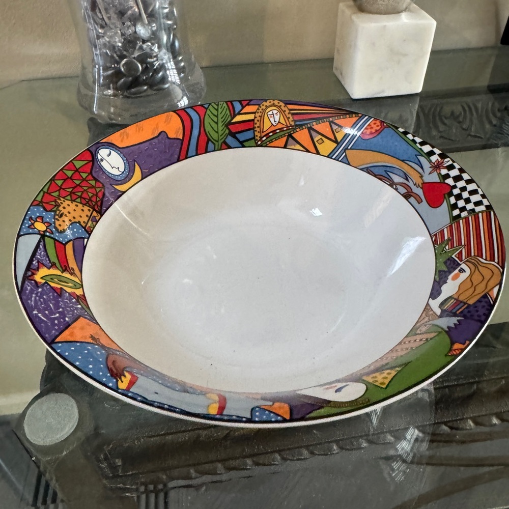 Vitromaster 1991 Colorful Metropolitan Abstract‎ Design Serving Bowl